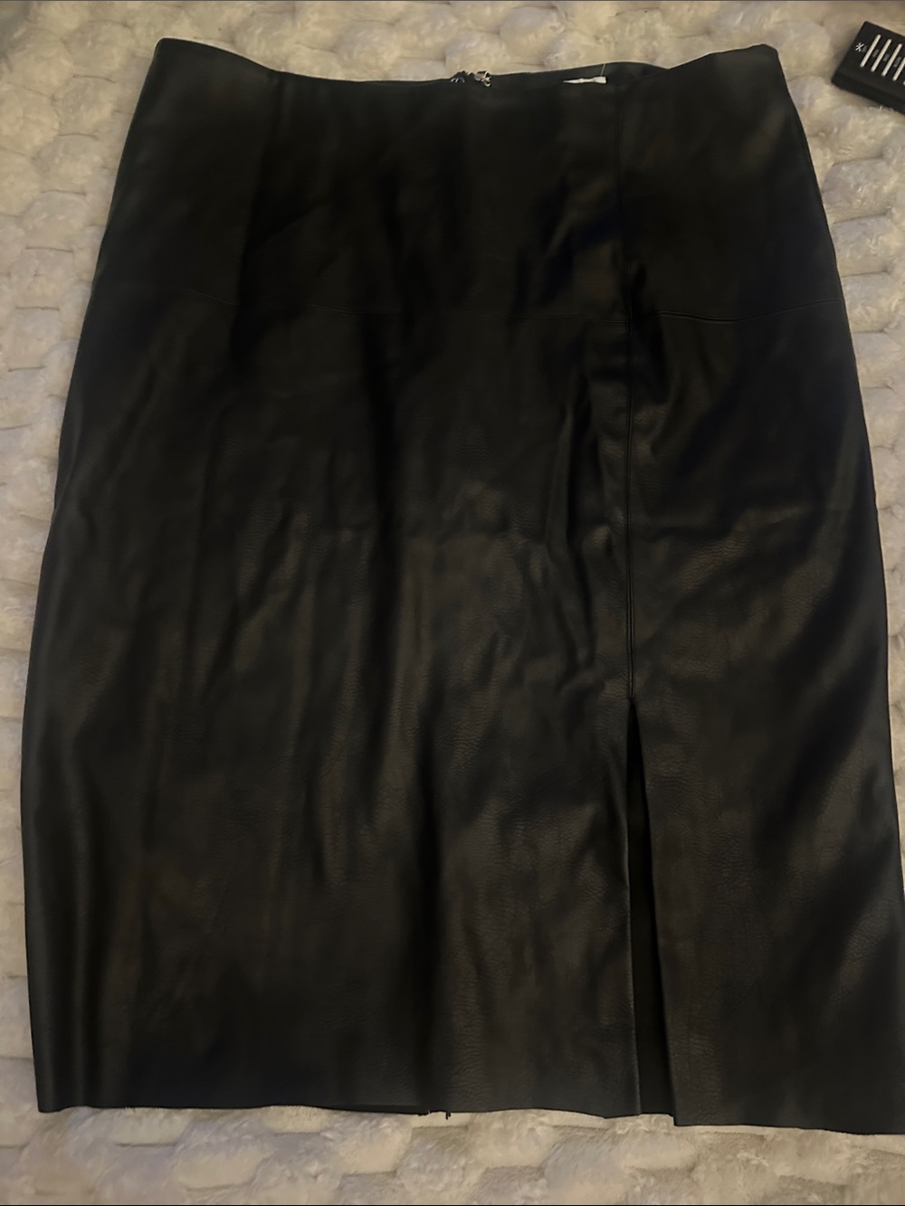 Ricki's Black Faux Leather Pencil Skirt with Front Slit Detail